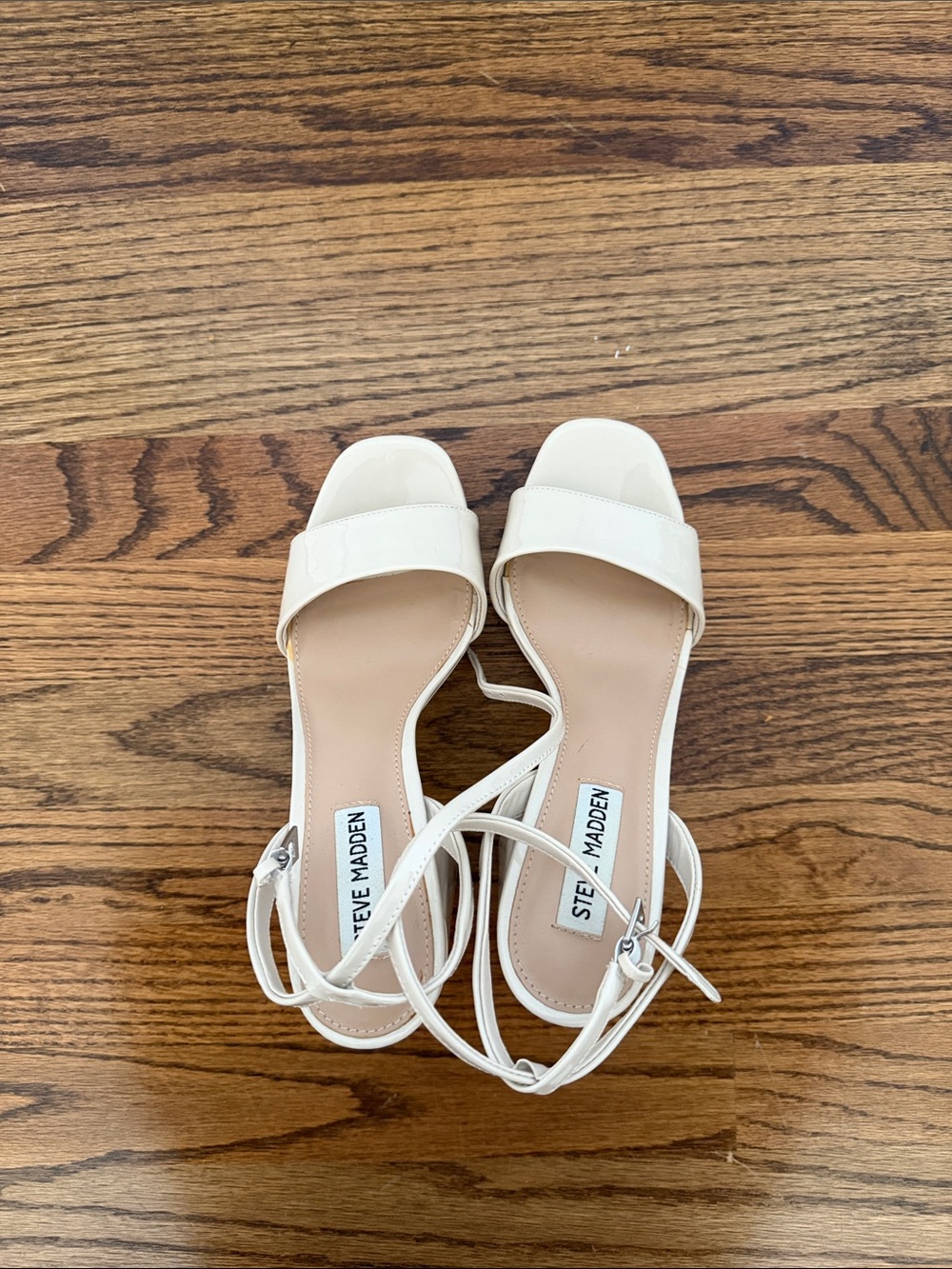 Steve Madden Cream Strappy Block Heel Sandals